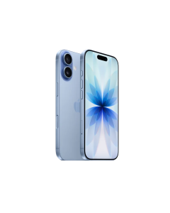 Front and back view of the Apple iPhone 17 in Sky Blue