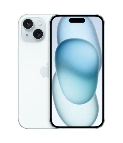 Apple iPhone 15 Blue 128GB front and back view